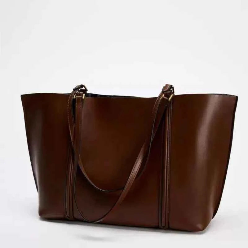 Fashion Minimalist Tote Bag Women Casual Leather Large Capacity Shoulder Bag Ladies High End Commute Shopping Underarm Bags 2025
