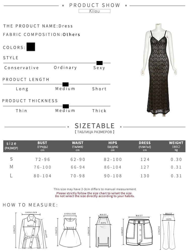 Kliou Mesh Hollow Out Maxi Dress Women Hipster Elegant Spaghetti Strap Body-shaping Trend Robe Female High Street Party Vestido GONZALES ONLINE SHOP