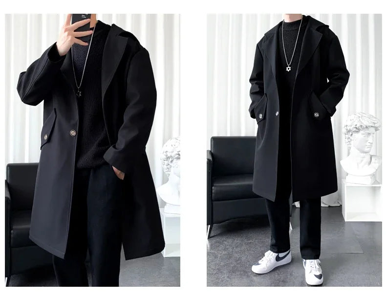 Long Mens Trench Coat British Style Overcoat Outwear Windbreakers S-3XL GONZALES ONLINE SHOP