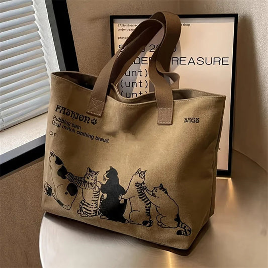 Women's Fashionable Canvas Tote Bag Spacious Durable Shoulder Bag with Zipper Closure Classic Design for Work GONZALES ONLINE SHOP
