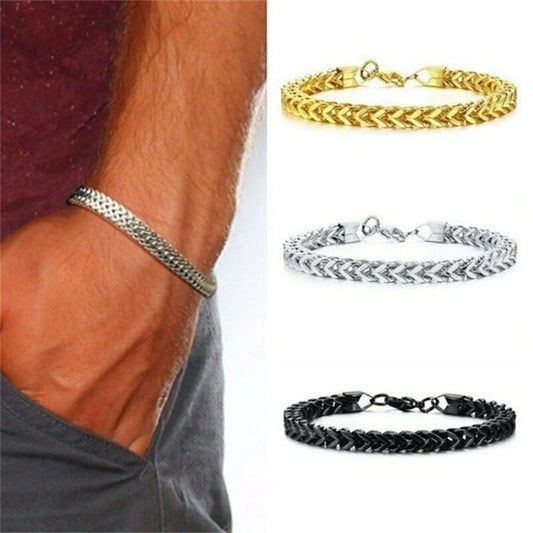 Fashion Stainless Steel Whip Chain Bracelet Personalized Simple Men's Hip Hop Casual Titanium Steel Jewelry Gift for Friends GONZALES ONLINE SHOP