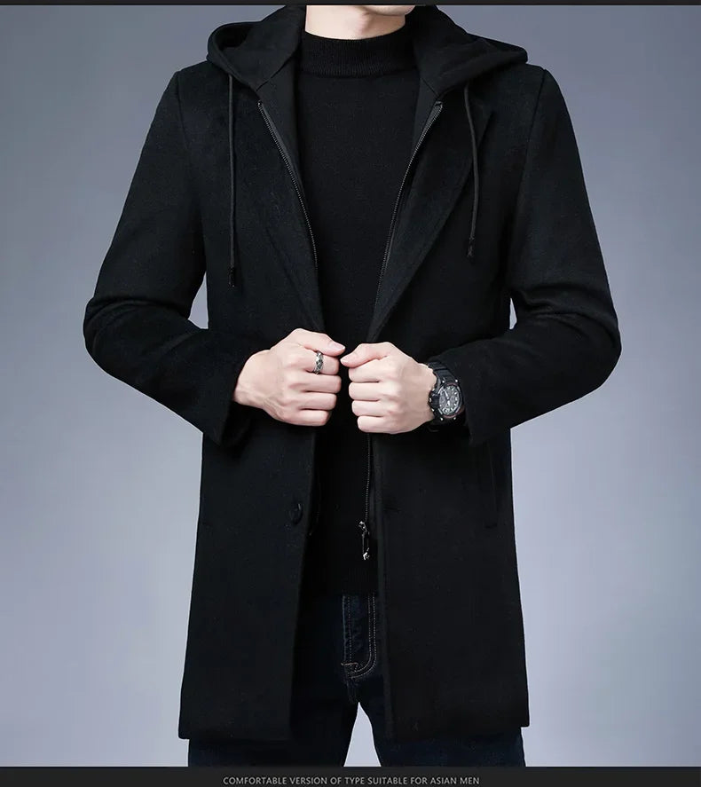 2023 Men's Clothing Fashion Trench Coat Thicken Men's Woolen Jacket Mid-length Coat Winter Warm Overcoat Male Clothes S-5XL GONZALES ONLINE SHOP