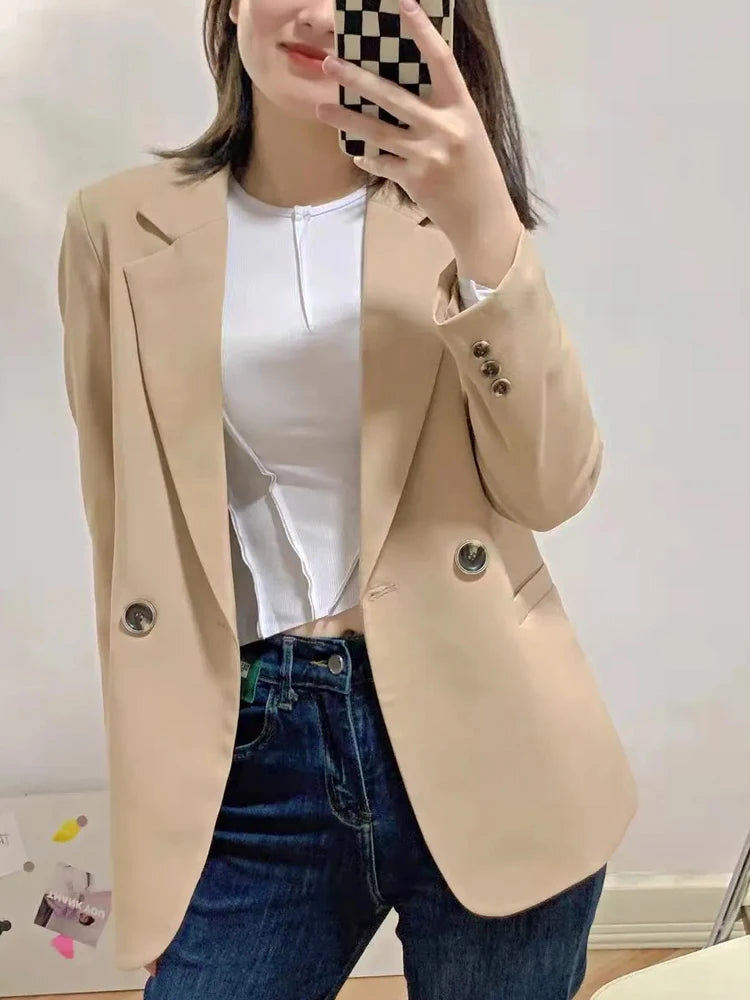 Women Blazer Coat Fashion Long Sleeve Tops Outerwear Chic Elegant Long Sleeve Basic All-match Office Streetwear New 2023 GONZALES ONLINE SHOP