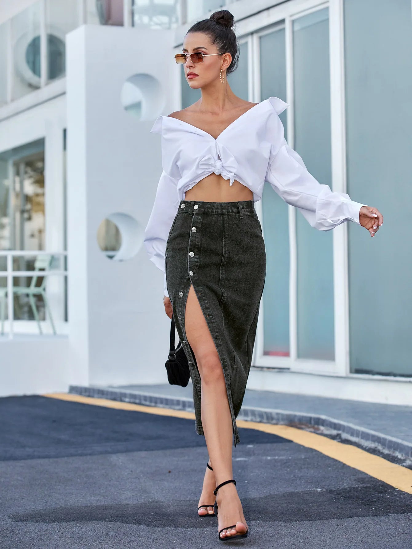 Casual High Quality Maxi Denim Skirts For Women Summer 2024 Fashion Black Jeans Dress Long Y2k Skirt Denim GONZALES ONLINE SHOP