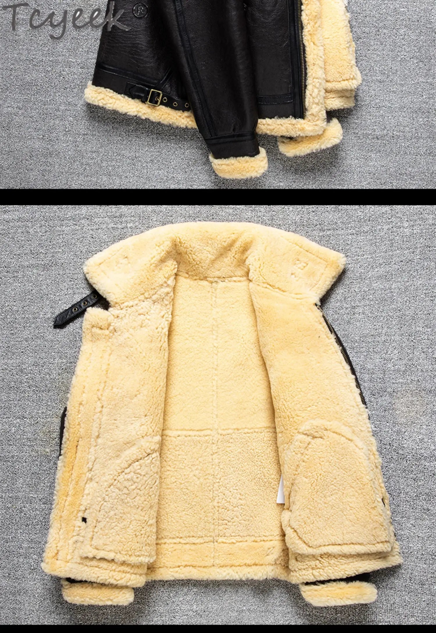 Tcyeek 100% natural genuine male fur jacket.Men winter warm thick wool coat.quality B3 shearling cloth.Plus size Peles GONZALES ONLINE SHOP