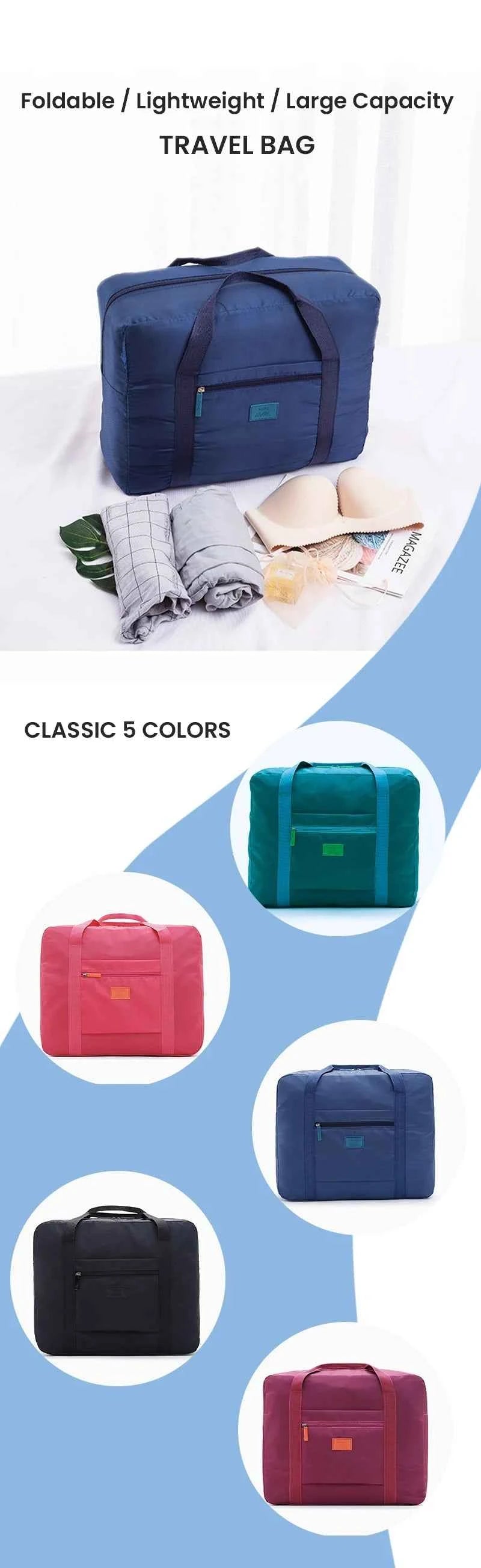 Lightweight Foldable Travel Duffel Bag: Unisex Tote Carry-On Luggage for Weekenders & Overnight Stays