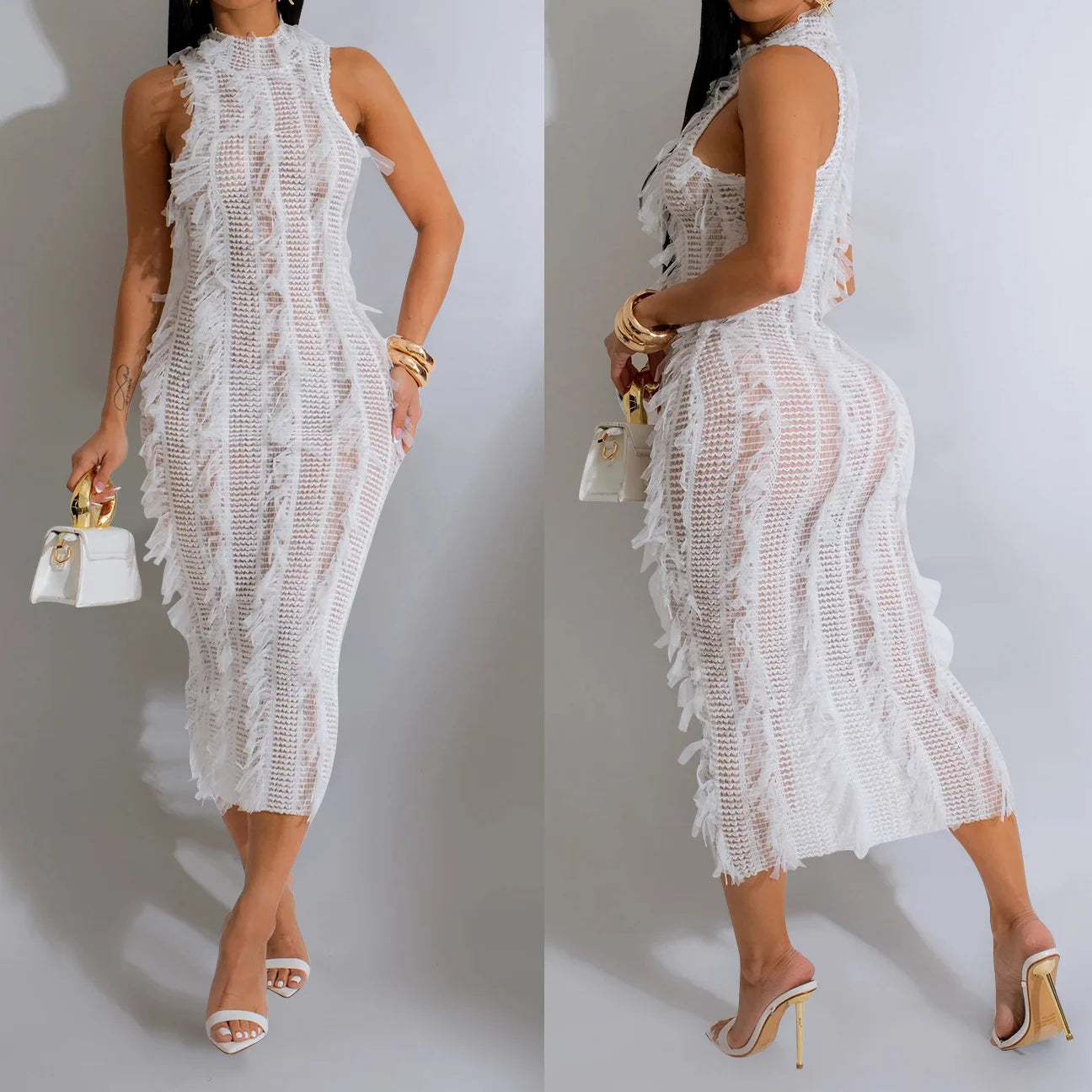 Wedding Dresses For Women Summer Dress Fashion Elegant Party Dresses Mesh Tassel Evening Formal Prom Dress Woman Gala Dresses H6 GONZALES ONLINE SHOP