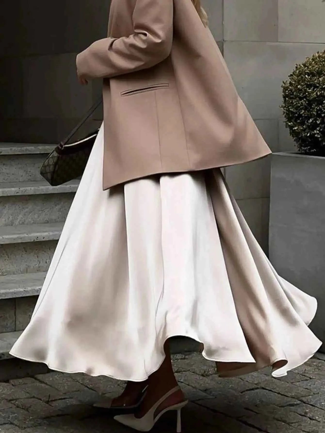 Sexy fashion maxi satin skirt women summer high waist long skirts elegant black white party skirt for woman clothing streetwear