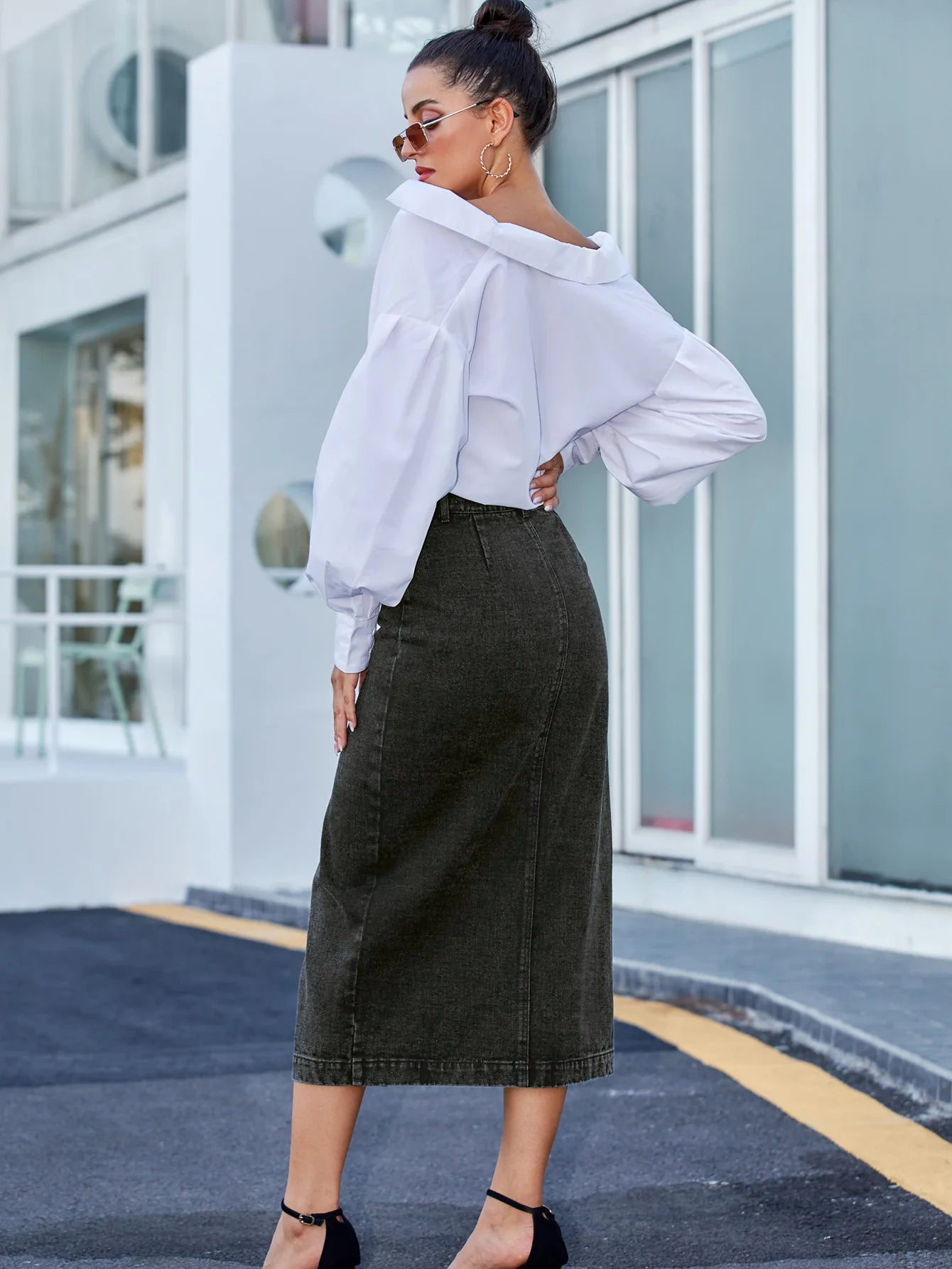 Casual High Quality Maxi Denim Skirts For Women Summer 2024 Fashion Black Jeans Dress Long Y2k Skirt Denim GONZALES ONLINE SHOP