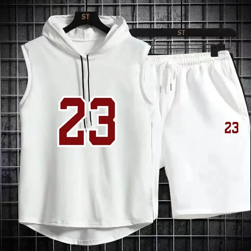 New Summer Men's Two Piece Set Casual T-Shirt and Shorts Set Men Women Sports Suit Fashion Short Sleeve Tracksuit Hooded T-shirt GONZALES ONLINE SHOP