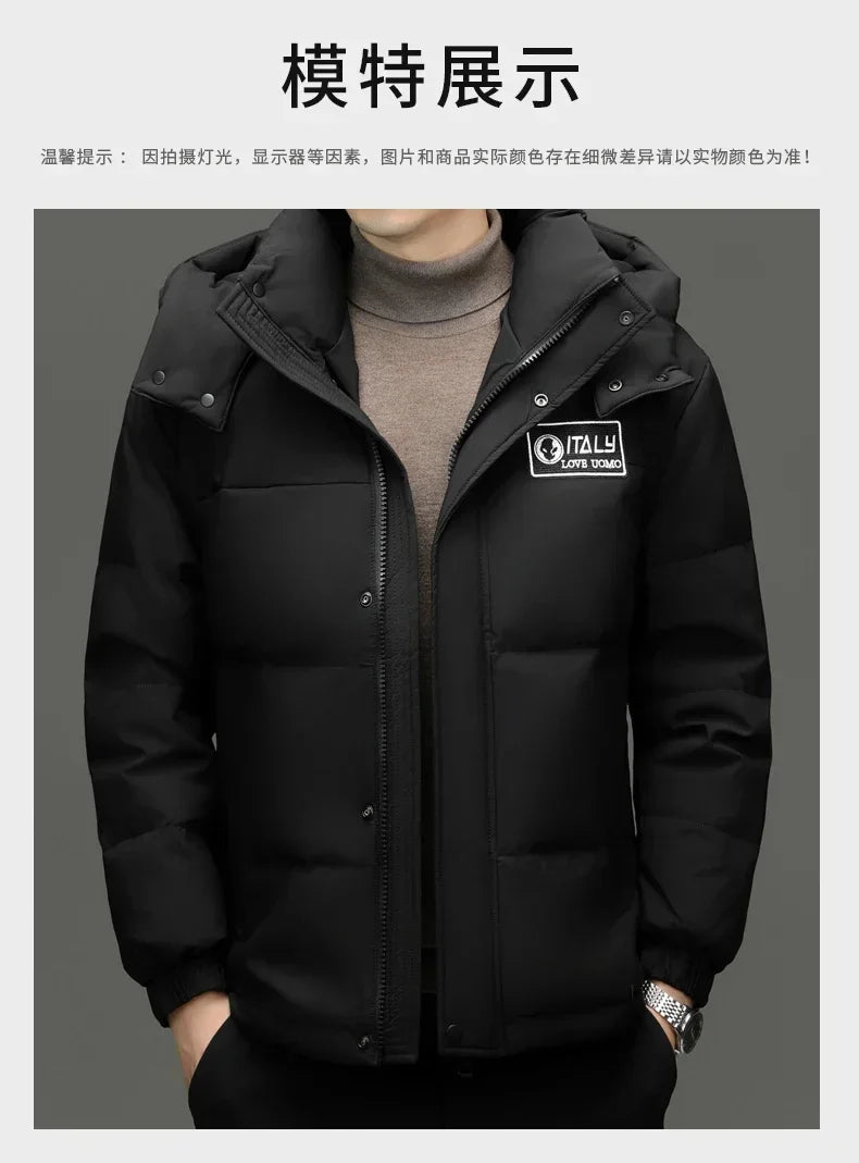 Winter New Down Jacket Men's Thick Warm White Duck Casual Coat Hooded Cold-proof Jack Clothing GONZALES ONLINE SHOP