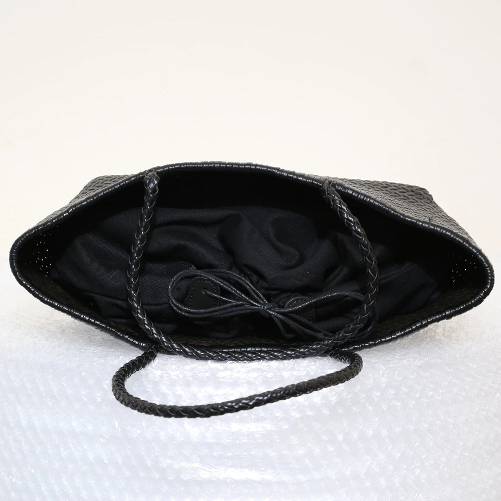 Handbags Women's Genuine Leather Shoulder Bag Weaving Casual Shopping Bag Vintage Big Tote Purse Cowhide Cross Hand Bags Lady GONZALES ONLINE SHOP