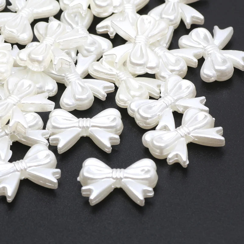 10-100PCS Acrylic Material Imitation Pearl Bow Leaf Shape Beads For DIY Necklaces Jewelry Making Pacifier Clip Spacers GONZALES ONLINE SHOP