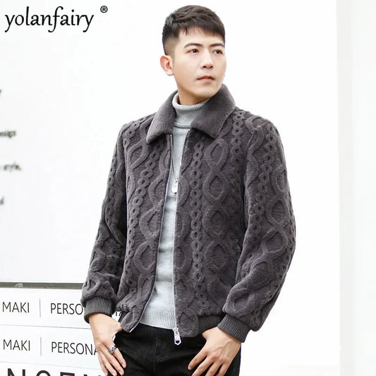 Sheep Fleece Jacket Men's Winter Coat Short Lapel Particle Wool Fur Coats and Jackets for Men Composite Fur Integrated Clothes F GONZALES ONLINE SHOP