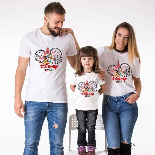 2024 Summer Vacation Family Matching Outfits Father Mother Kids Matching T-shirt White Cotton Family Look GONZALES ONLINE SHOP