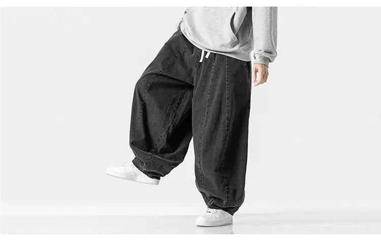 Men Harajuku Wide-leg Jeans Men Oversized Fashion Loose Cargo Denim Pants Male High Street Baggy Trousers Hip Hop Streetwear