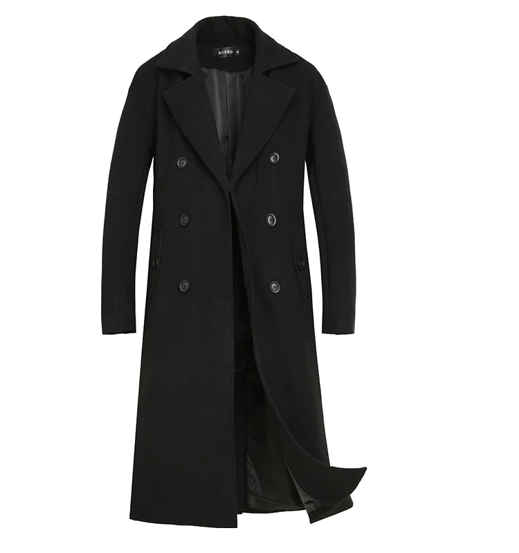 New Fashion Coat Men Wool Coat Winter Warm Solid Long Trench Jacket Breasted Business Casual Overcoat Male Woolen Coat S-4XL GONZALES ONLINE SHOP