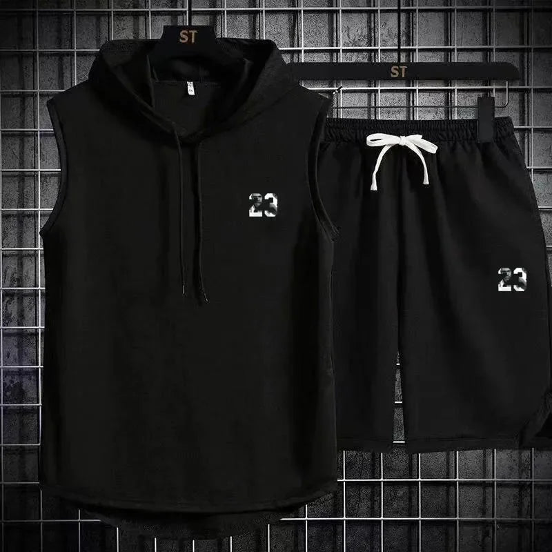 New Summer Men's Two Piece Set Casual T-Shirt and Shorts Set Men Women Sports Suit Fashion Short Sleeve Tracksuit Hooded T-shirt GONZALES ONLINE SHOP