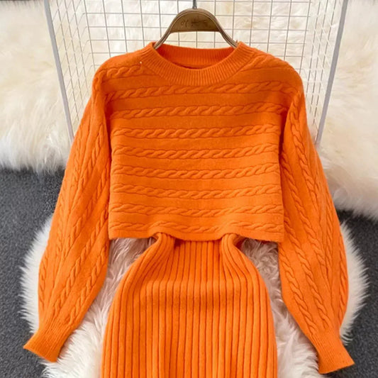 Women Sweater Dress Knit Long Sleeve & Casual Sleeveless Two Piece Sets Dress Sets Matching Sets Party Pullovers Autumn Winter GONZALES ONLINE SHOP