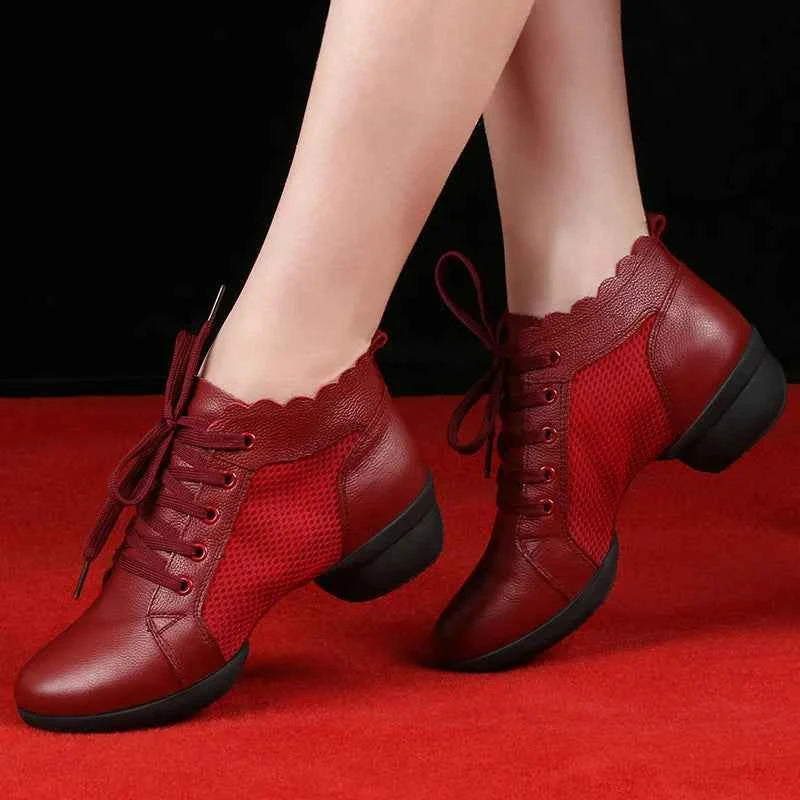 Shoes For Women Fitness Dance Shoes Modern Major Women Shoes Hollow Breathable Jazz Leather Dancing Shoes Sneakers