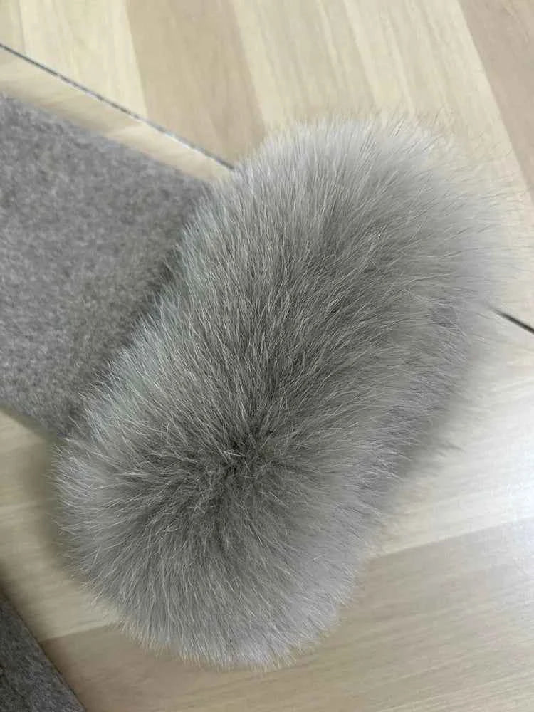 Tossy Fox Fur Wool Overcoat Women's Short Coat Office Lady Elegant Double-sided Woolen Coat 2025 New Cardigan Jackets Loose Wool