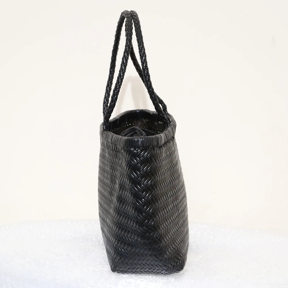 Handbags Women's Genuine Leather Shoulder Bag Weaving Casual Shopping Bag Vintage Big Tote Purse Cowhide Cross Hand Bags Lady GONZALES ONLINE SHOP