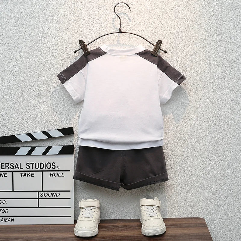 New Summer Baby Boys Clothes Sets Fashion Cotton Letter Printing T-shirts+Tooling Shorts 2pcs Kids Outfits for Infant Tracksuit GONZALES ONLINE SHOP