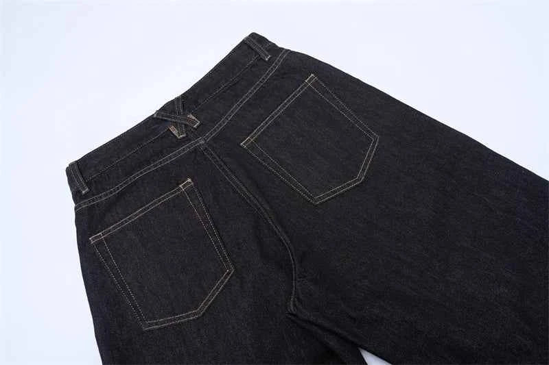 Non-fading Original Color Jeans Men's High Quality Loose Straight Denim Pants Classic American Retro Wide Leg Autumn Trousers