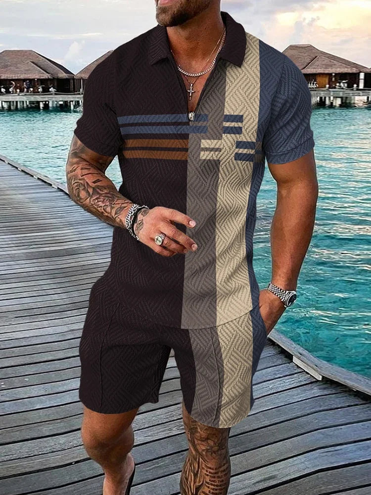 New Arrival Men's Clothing Tracksuit Polo Shirts Sets Summer Casual Golf T-shirt Shorts Suits Print Fashion Male Street Outfits GONZALES ONLINE SHOP