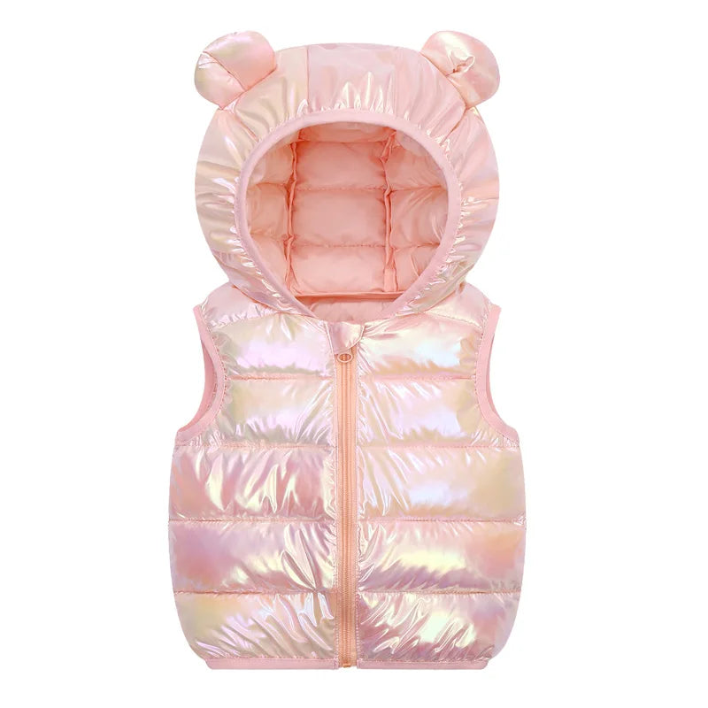 Vest 1-7 Year Old Girls'and Boy' Winter Fashion Down  Hooded Warm Casual large pocket Sleeveless Jacket New Kids Garments GONZALES ONLINE SHOP