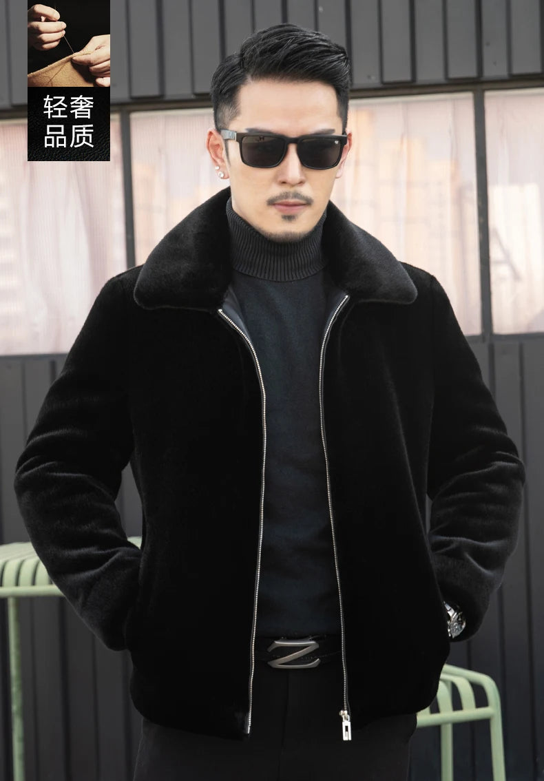 YN-218 Winter Warm Coat Fur Coat Men's Hooded Casual Gold Mink Jacket Coat High Grade Fur Men's Fashion Trend Casual Youth Style GONZALES ONLINE SHOP