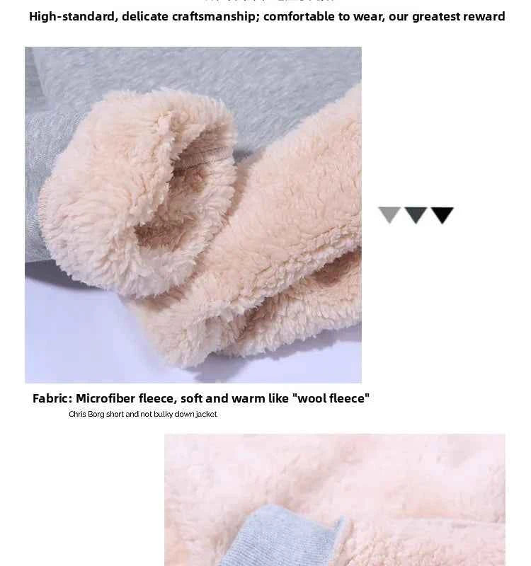 Lamb Velvet Hoodie Men's Thickened Fleece round Neck Casual Versatile Teenage Warm Top Lamb Velvet Jacket Winter Fashion