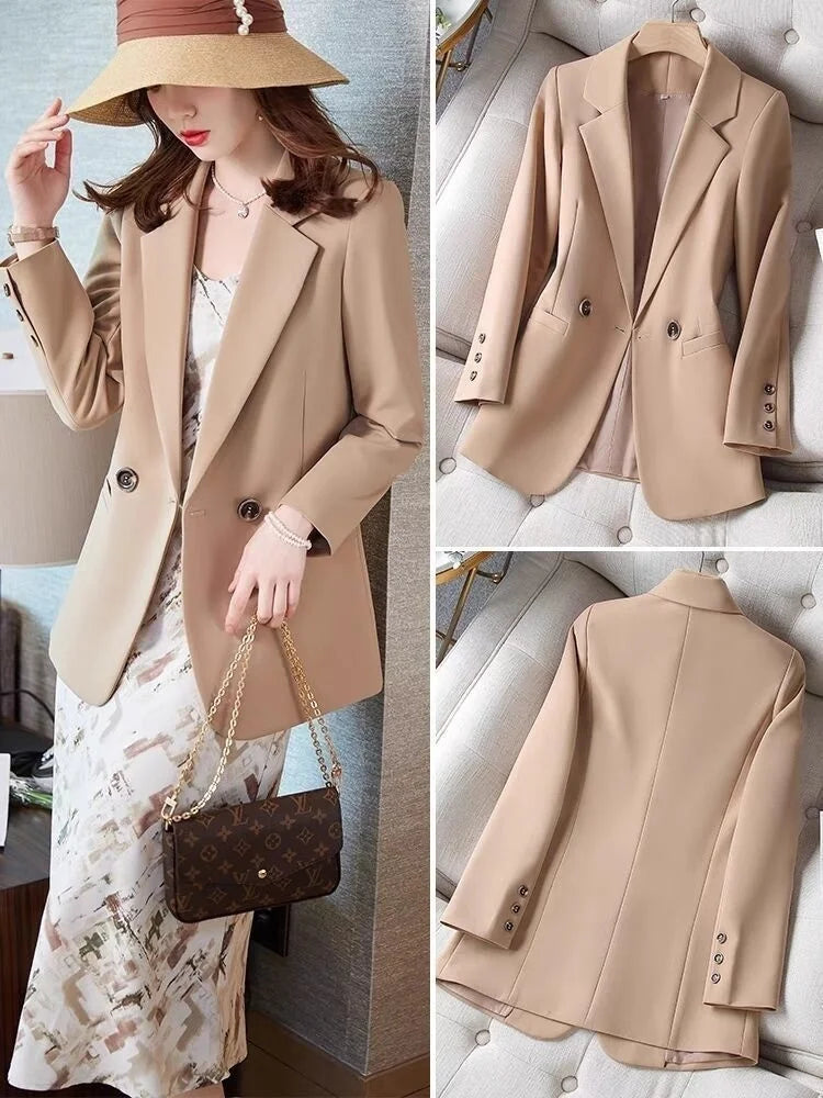 Women Blazer Coat Fashion Long Sleeve Tops Outerwear Chic Elegant Long Sleeve Basic All-match Office Streetwear New 2023 GONZALES ONLINE SHOP