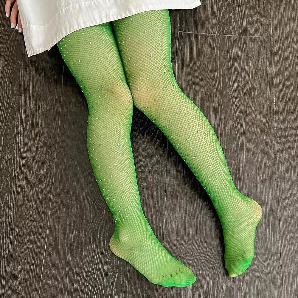 Girls' Baby Fishing Net Stockings Children's Rhinestone Jumpsuit Fashion Socks Women's Tight Long Sock Highly Elastic Leggings GONZALES ONLINE SHOP