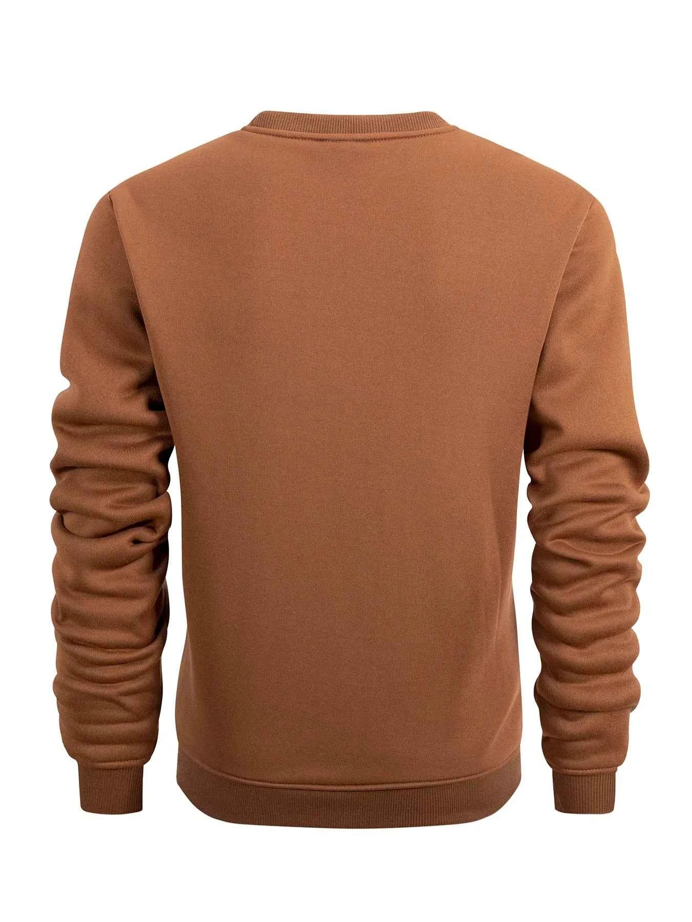 Men's Crew Neck Hoodies Autumn Winter Fleece Warm Casual Loose Pullover Solid Color Round Neck Sport Long Sleeved Sweatshirt