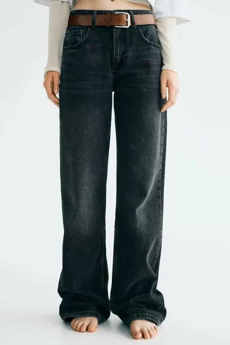 Z1975 straight height waist long jeans 2025 ETJ Autumn/Winter New Wash Product y2k Classic  Jeans for women