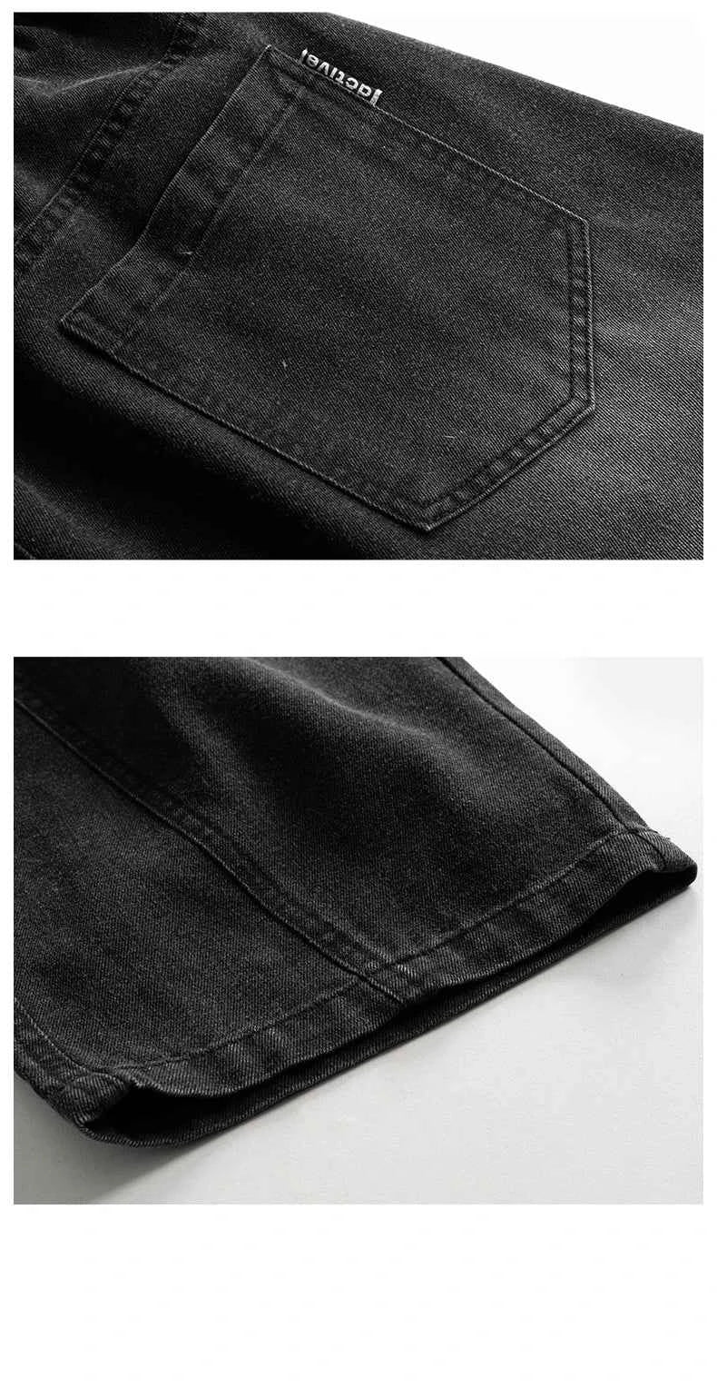 Men's Vintage Washed Wide Leg Jeans Elastic Drawstring Waist Baggy Streetwear Denim Trousers oversized Trousers fit