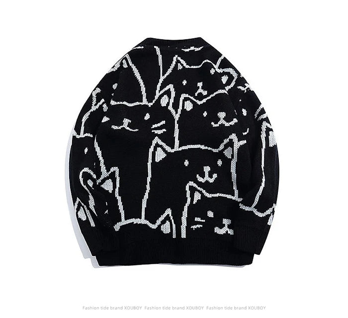 Y2k Vintage Sweater Men 2023 Winter Cartoon Loose Knitted Sweater Japanese Harajuku Hip Hop Streetwear Women Knitwear Pullovers GONZALES ONLINE SHOP