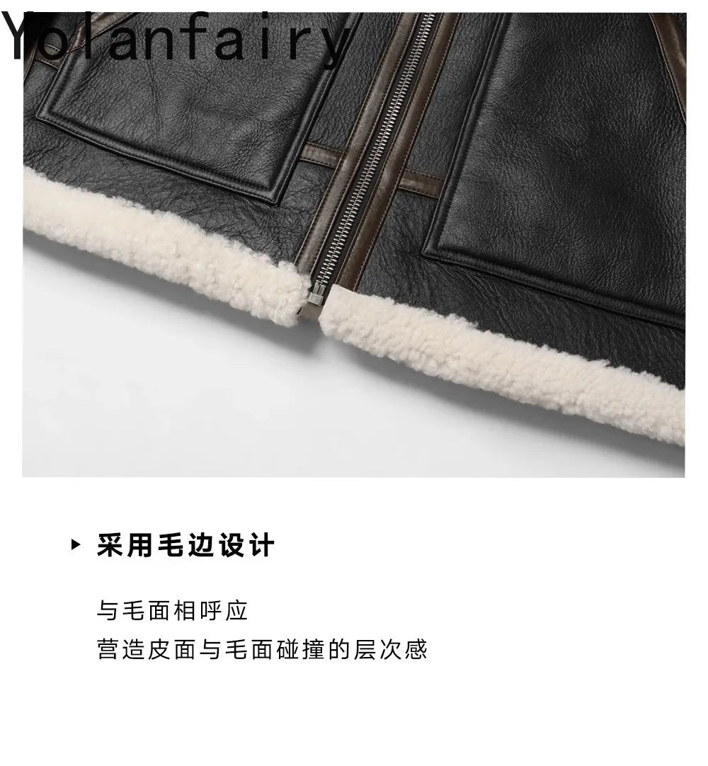 YOLANFAIRY Real Sheepskin Fur Men Jacket Natural Fur Coats Man Luxury Clothing Winter Jacket Black Fur Coat Куртка Мужская 2024 GONZALES ONLINE SHOP