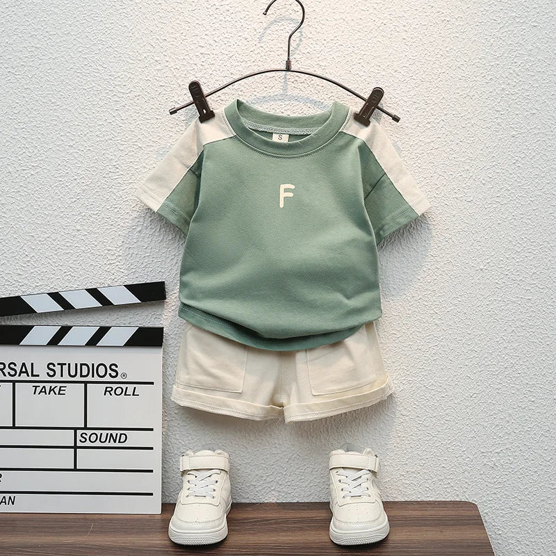 New Summer Baby Boys Clothes Sets Fashion Cotton Letter Printing T-shirts+Tooling Shorts 2pcs Kids Outfits for Infant Tracksuit GONZALES ONLINE SHOP