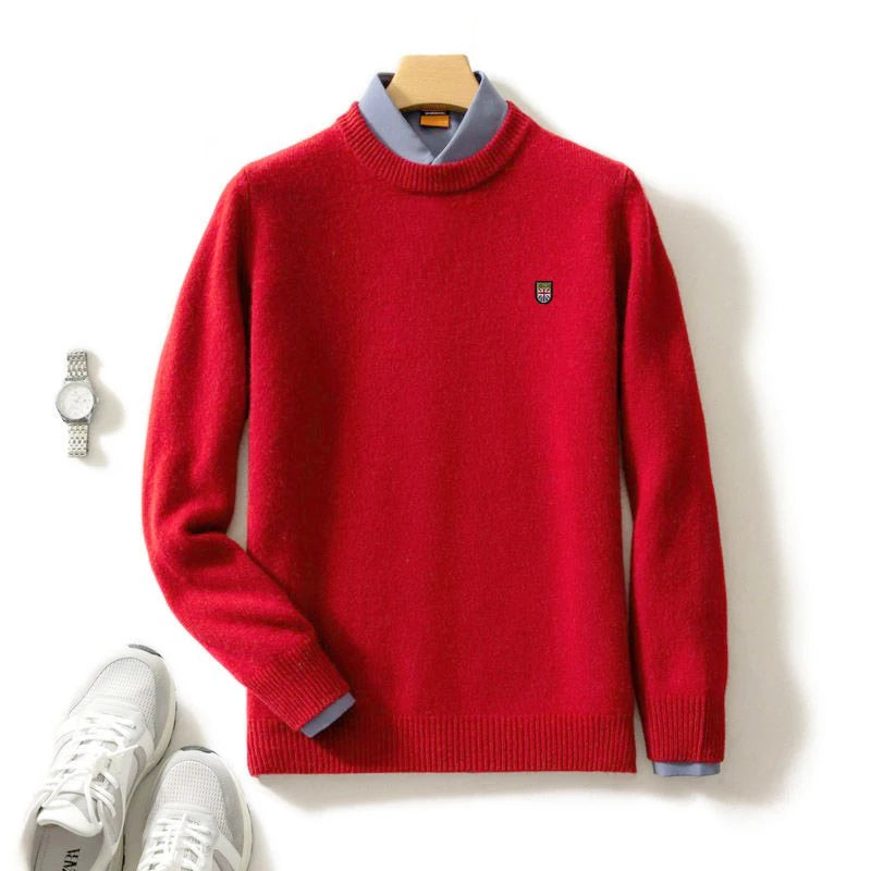 2023 Cashmere Sweater O-neck Pullovers Men's Loose Oversized Knitted Bottom Shirt Autumn Winter Fashion Korean Warm Men Top GONZALES ONLINE SHOP