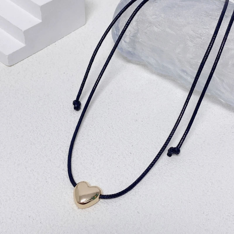 Love Heart Pendant Collar Necklace Short Black Rope Choker Necklace Fashion Jewelry Neck Clavicle Chain Necklace  Dropship GONZALES ONLINE SHOP