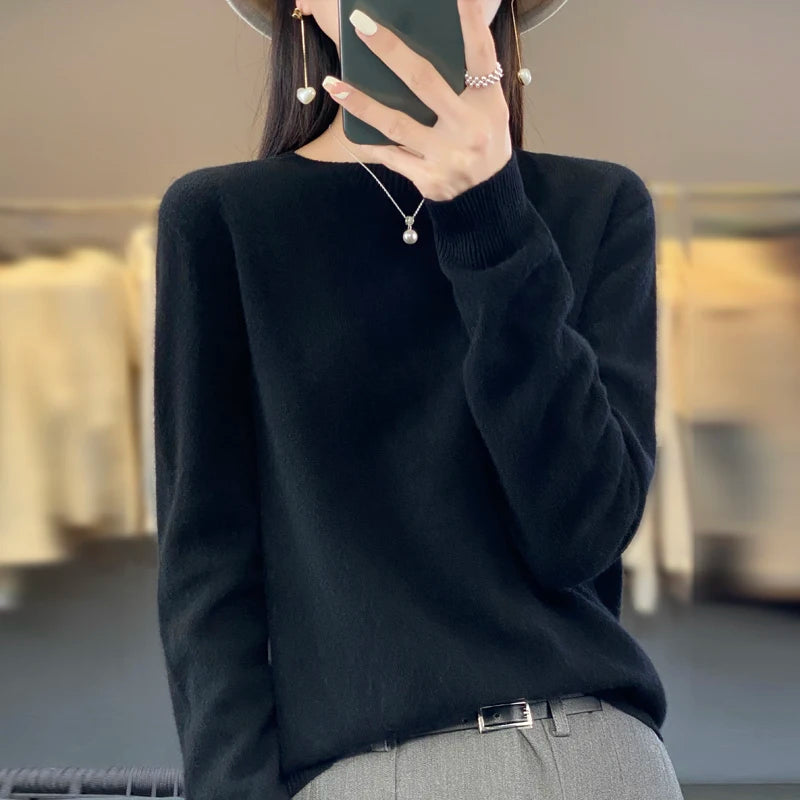 New cashmere sweater women's sweater in autumn and winter 100% merino wool fashion O-neck autumn warm pullover top GONZALES ONLINE SHOP