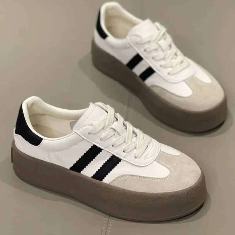Sports shoes thick sole casual board shoes women 2024 new cowhide everything soft sole inside increase de training shoes GONZALES ONLINE SHOP