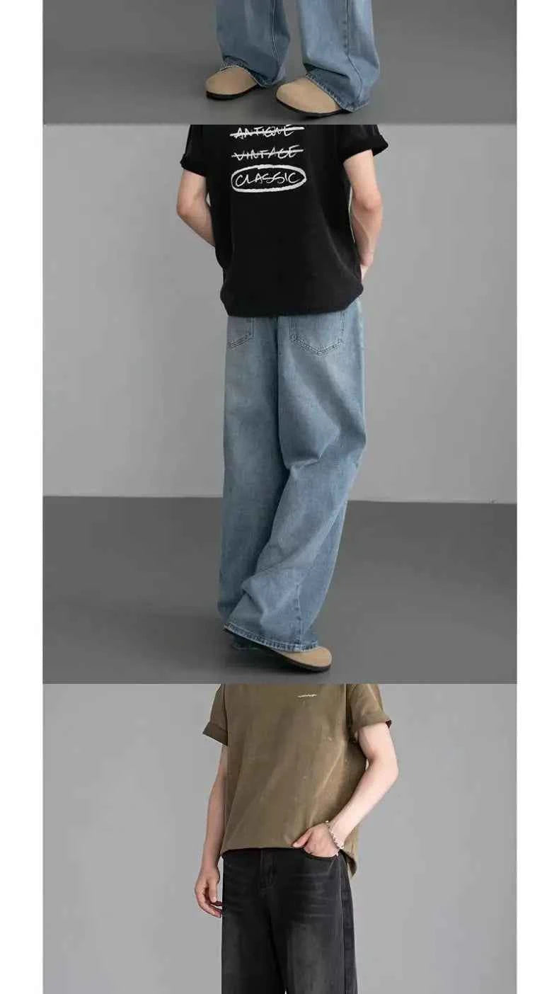 Black Jeans Men's Wide-leg Pants American Retro Washed Cleanfit Loose Straight 2025 Spring and Summer New