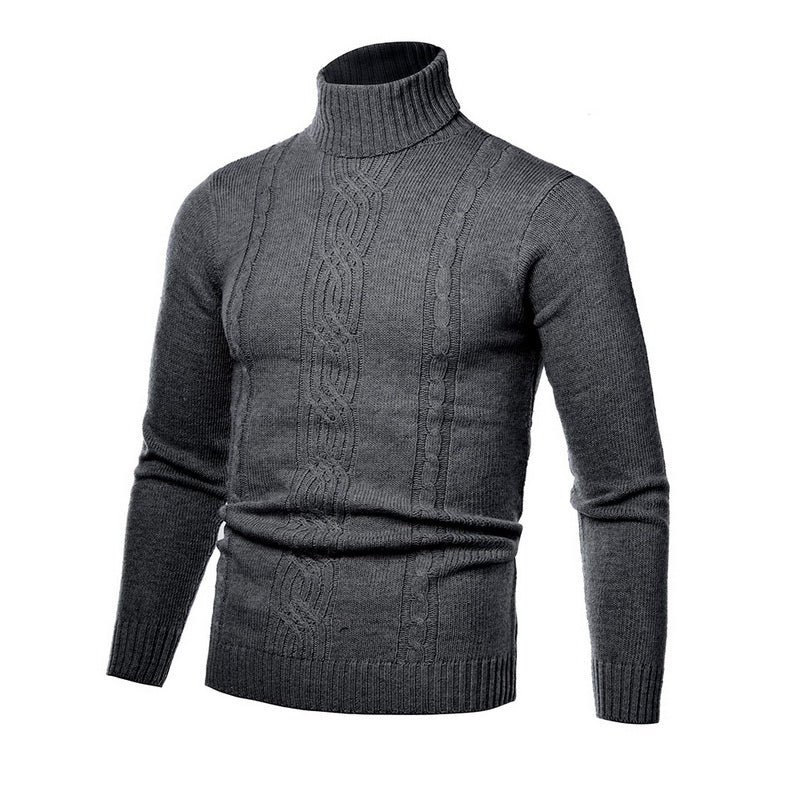 Autumn Winter Men's Warm Sweater Long Sleeve Turtleneck Sweater Retro Knitted Sweater Pullover Sweater GONZALES ONLINE SHOP