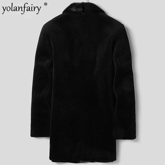 Winter New Sheep Fleece Coat Men's Mink Suit Collar Pure Wool Fur Jacket Men Thick Fur Clothing Male Clothes Chaquetas Hombre FC GONZALES ONLINE SHOP