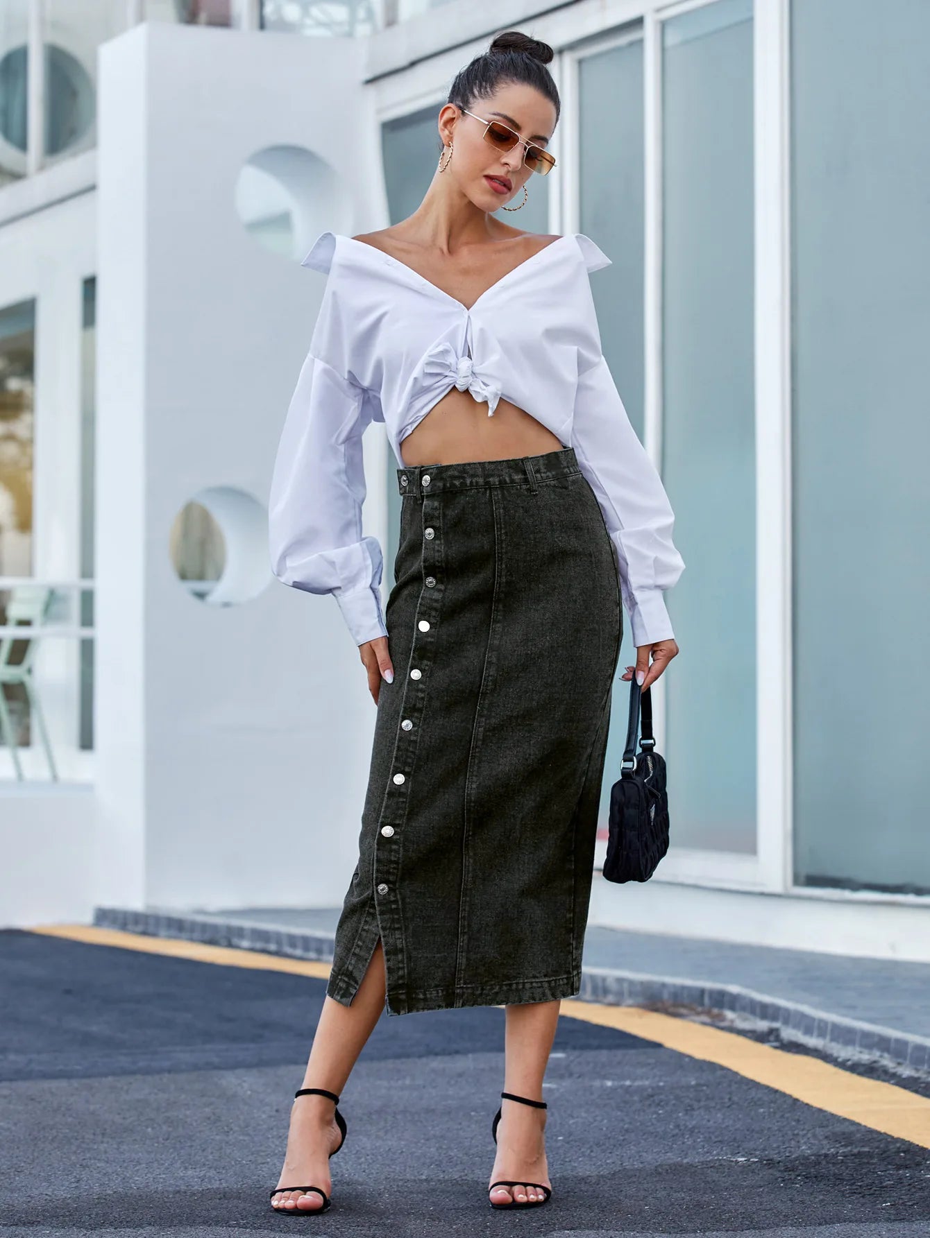 Casual High Quality Maxi Denim Skirts For Women Summer 2024 Fashion Black Jeans Dress Long Y2k Skirt Denim GONZALES ONLINE SHOP