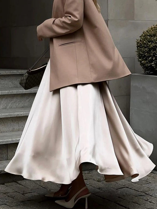 Sexy fashion maxi satin skirt women summer high waist long skirts elegant black white party skirt for woman clothing streetwear GONZALES ONLINE SHOP
