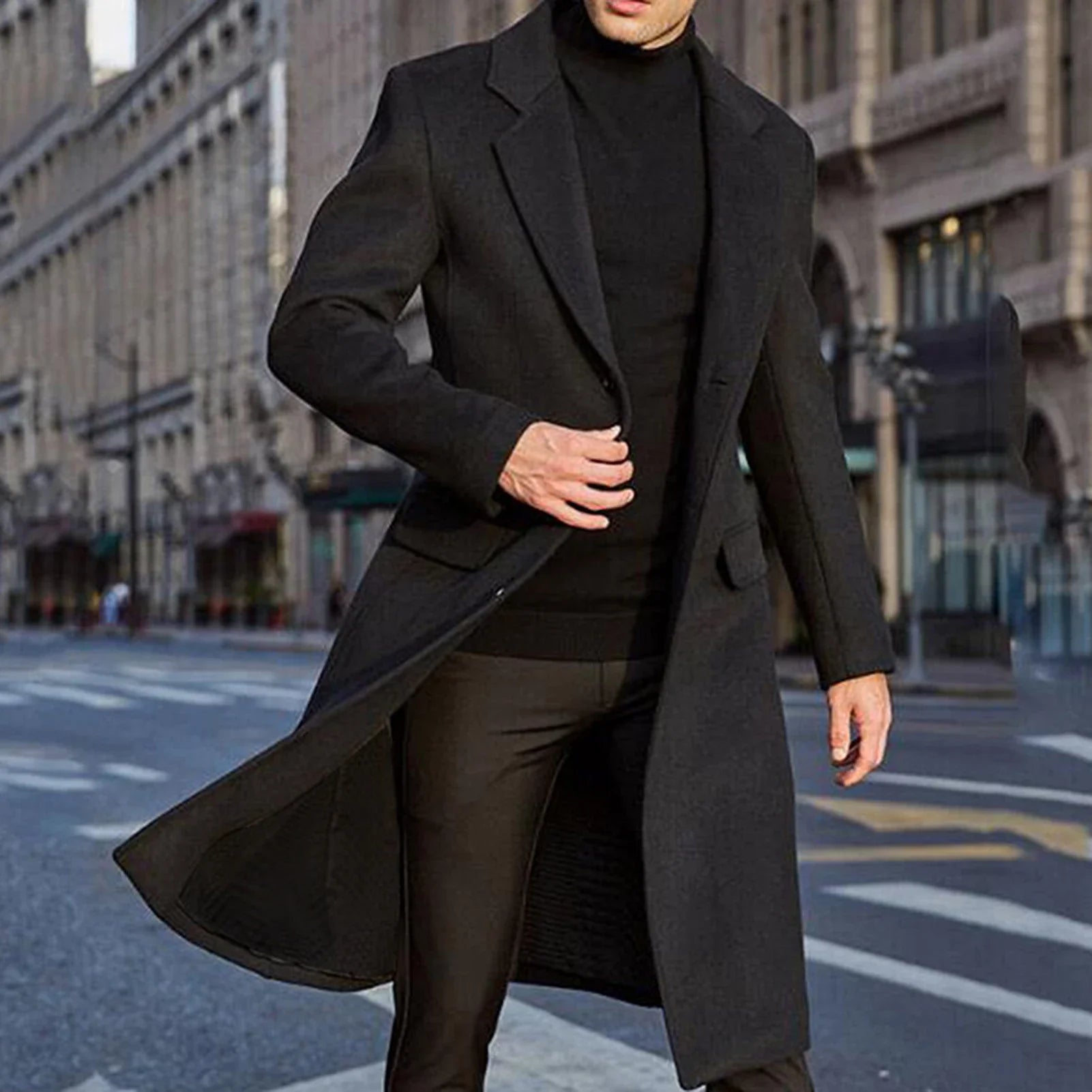 S-3XL Winter Men Coats Woolen Solid Long Sleeve Jackets Fleece  Overcoats Streetwear Fashion  Trench Outerwear GONZALES ONLINE SHOP